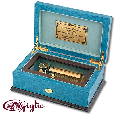 Шкатулка музыкальная, синяя Шкатулка Giglio 2007 г инфо 9460c.